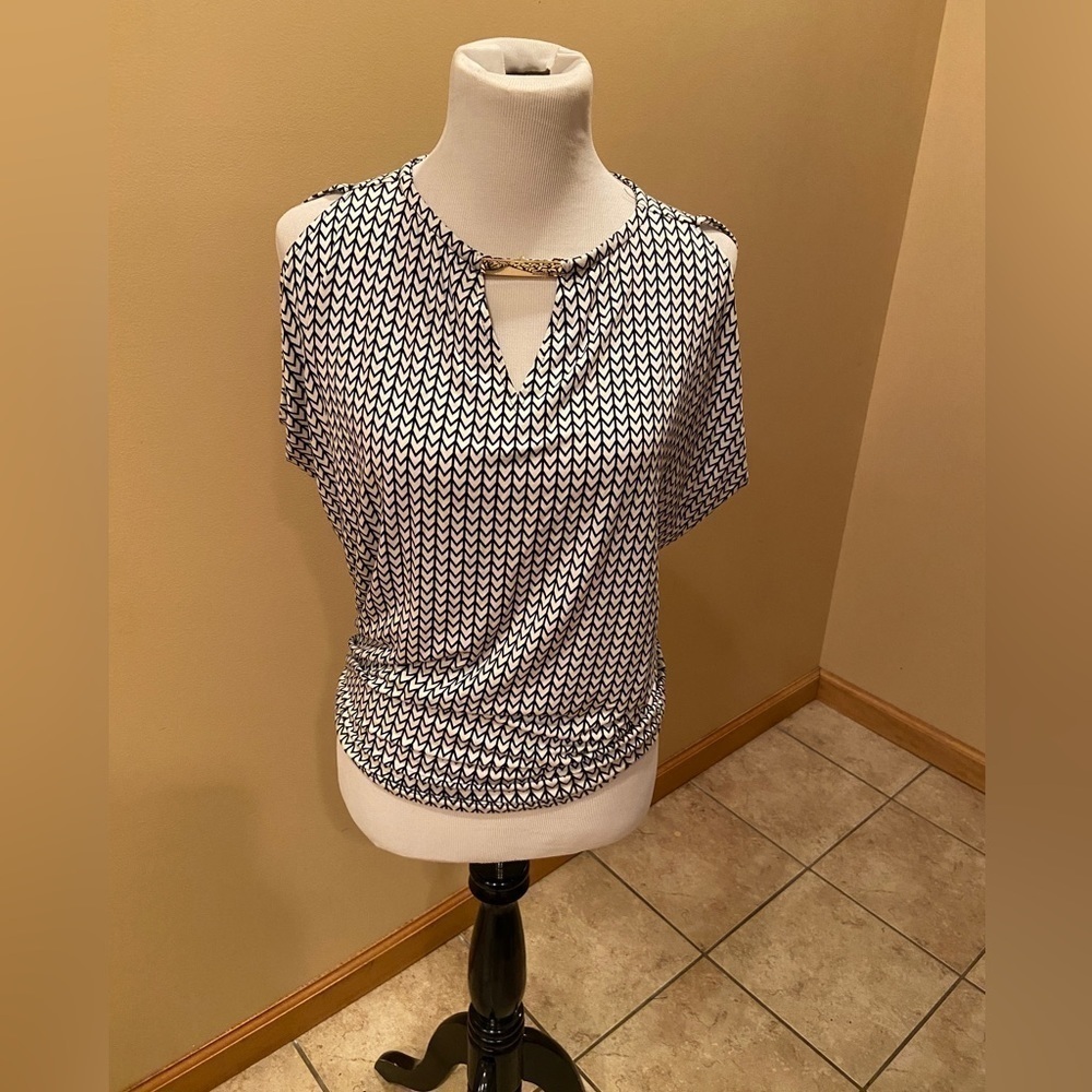 Michael Kors Black & White Top with Signature Bar